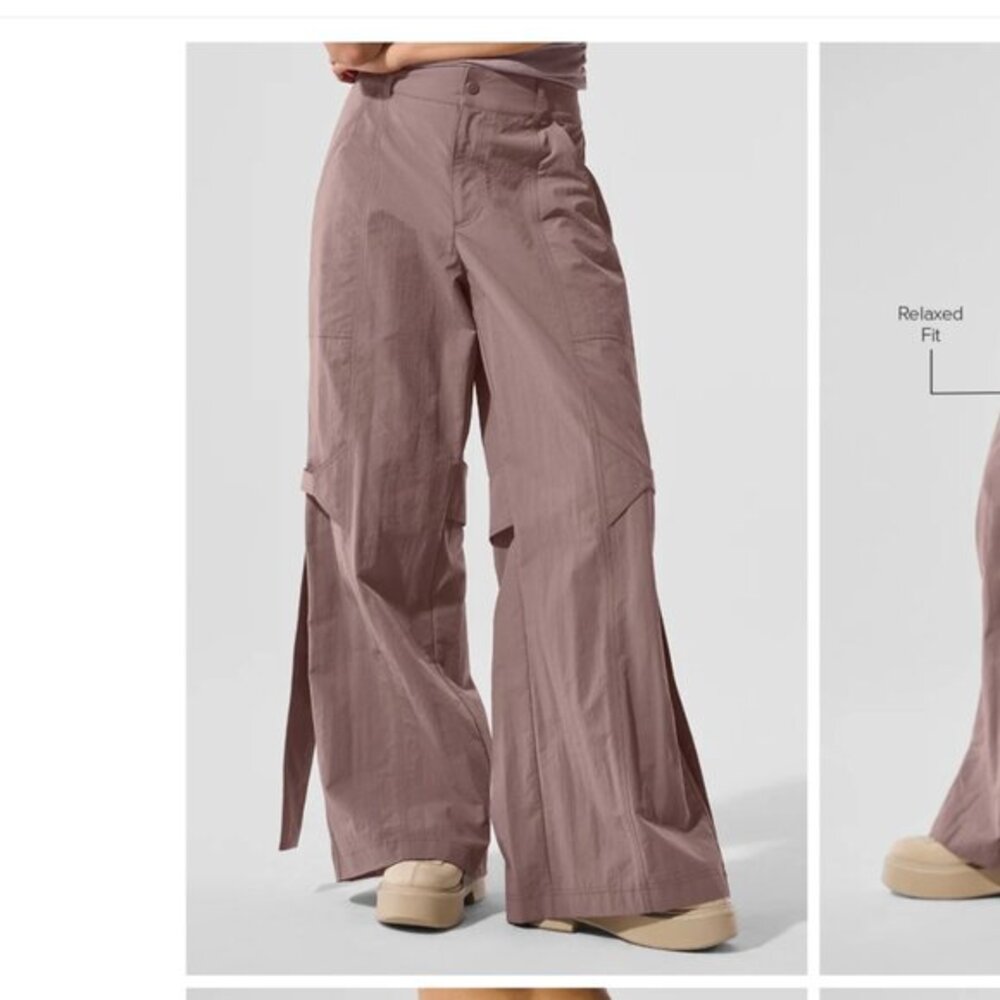 NWT Alo Yoga High-Waist Voyager Trouser Mushroom Size M in Pink - Picture 1 of 1